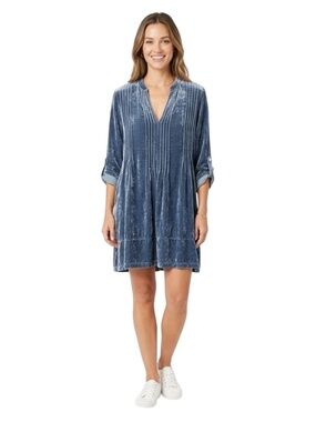 CP Shades Regina Crushed Velvet Tunic Dress Sz S Blue Whimsigoth Dark Romantic